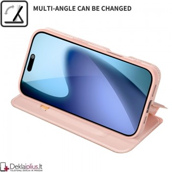 Dux Ducis Skin Pro dirbtinės odos dėklas - rausvas (Apple Iphone 17)